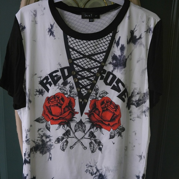 *Plus Size* Roses print tie dye top - Picture 4 of 7